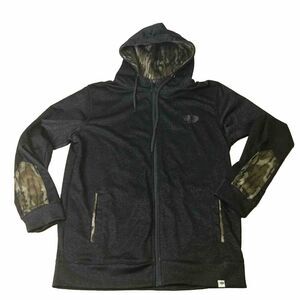Mossy Oak Mens M‎ Charcoal Hoodie Full Zip Hand Pockets Logo